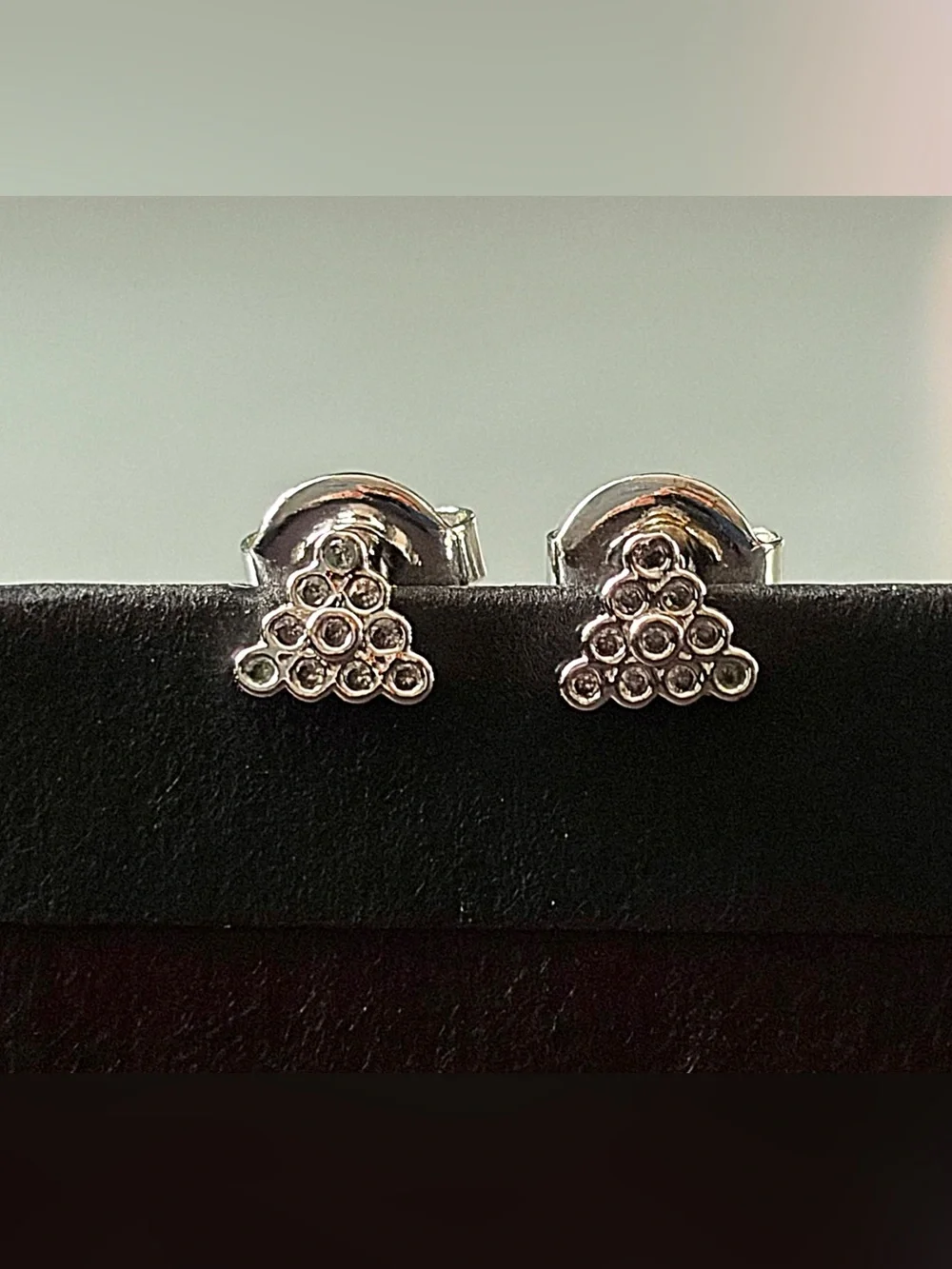 Silver Triangle Stud Earrings Dainty Minimalist Geometric Bubble Cluster Boho